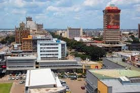 An aerial view of the Lusaka city skyline