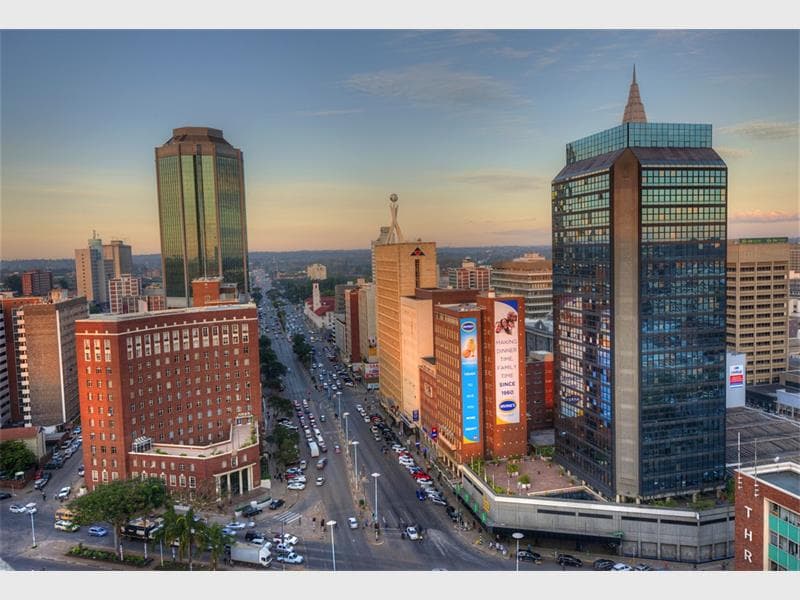 The Harare city skyline at dusk